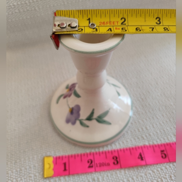 Vintage Porcelain Candle Holder with purple followers. - Picture 8 of 8